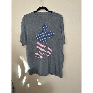 Disney Mens Gray Mickey‎ Mouse T-Shirt XL American flag Short sleeve Cotton